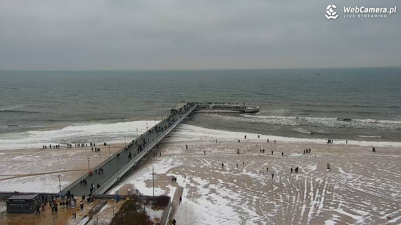 Kołobrzeg - widok na molo - 08 luty 2026, 13:27