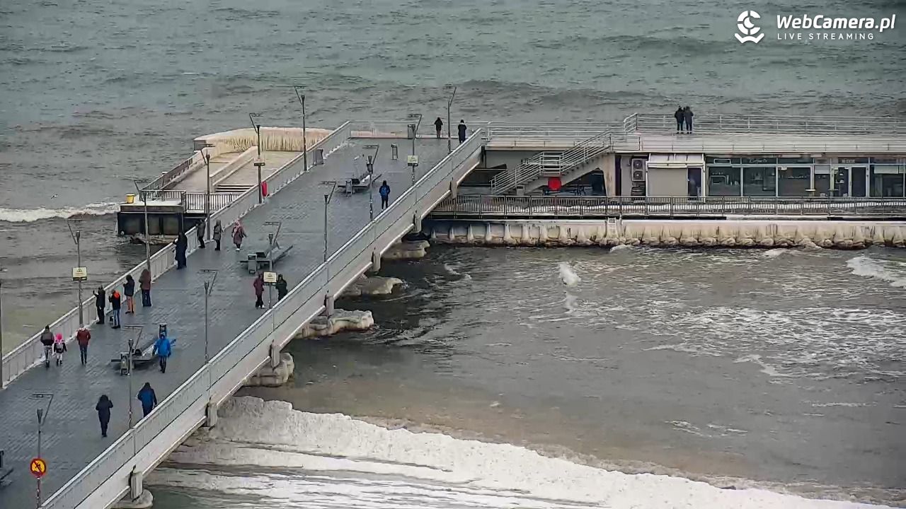 Kołobrzeg - widok na molo - 08 luty 2026, 09:54