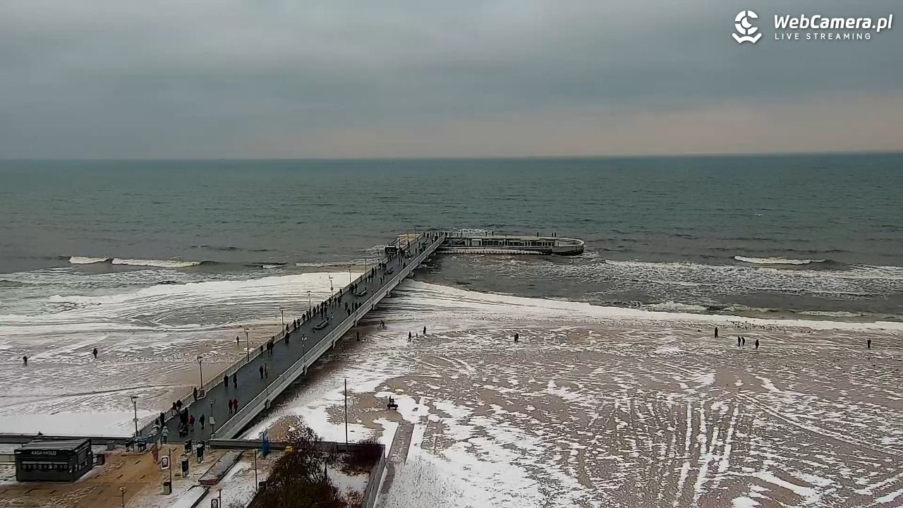 Kołobrzeg - widok na molo - 08 luty 2026, 10:30