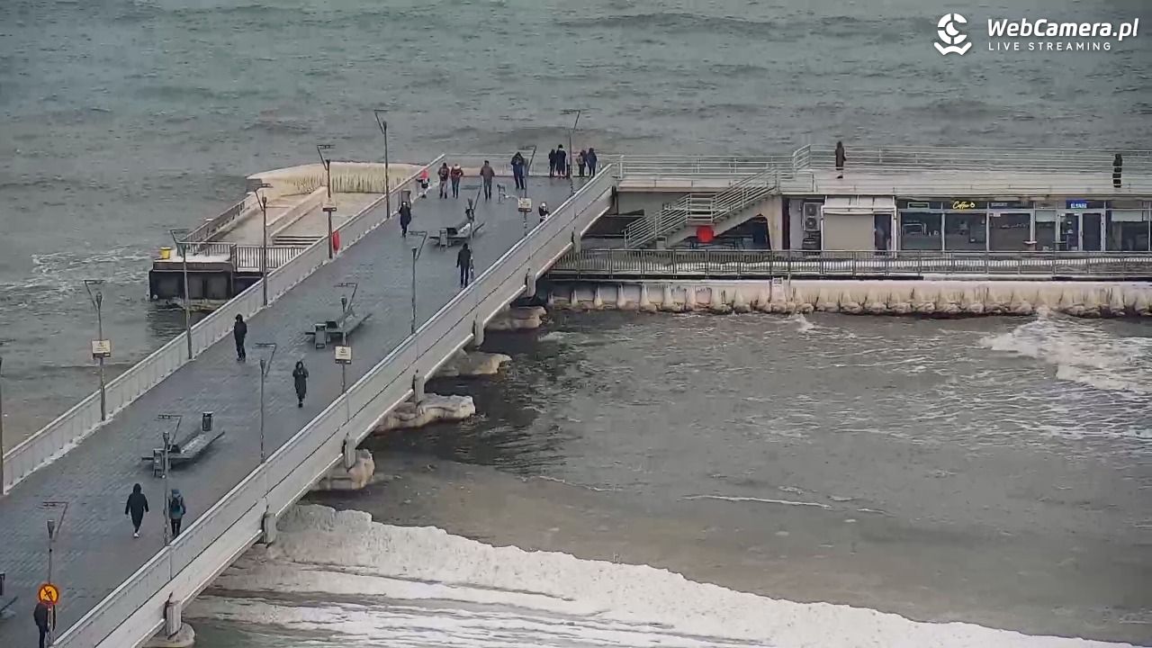 Kołobrzeg - widok na molo - 08 luty 2026, 10:02