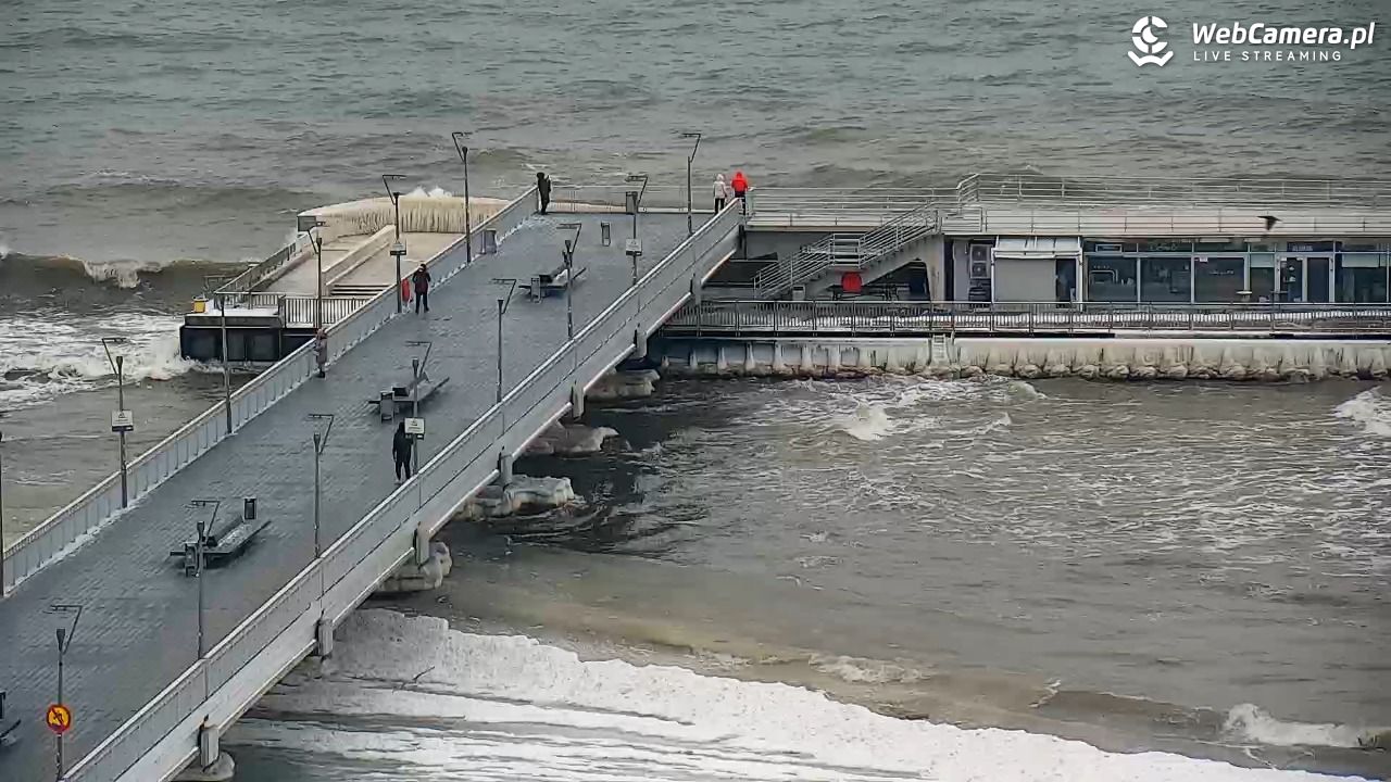Kołobrzeg - widok na molo - 08 luty 2026, 09:10