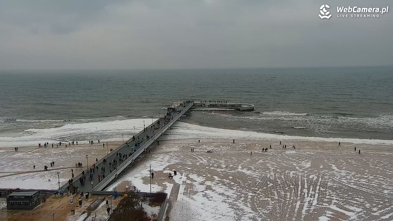 Kołobrzeg - widok na molo - 08 luty 2026, 13:05
