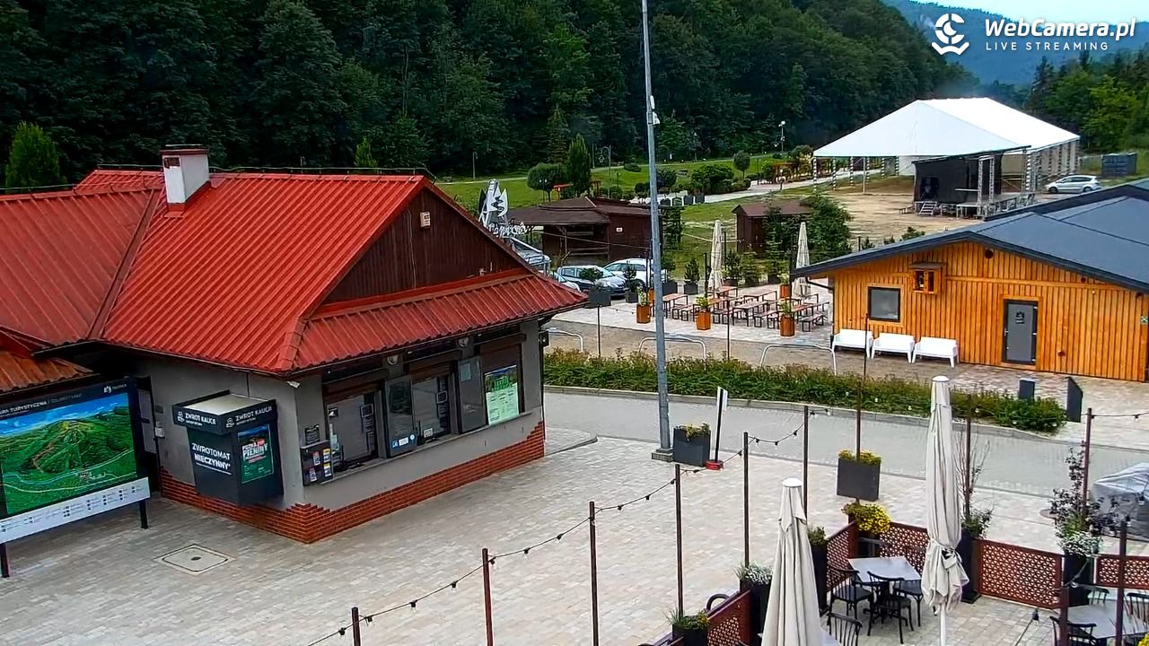 Szczawnica Palenica - widok na dolną stacje - 15 lipiec 2026, 07:53