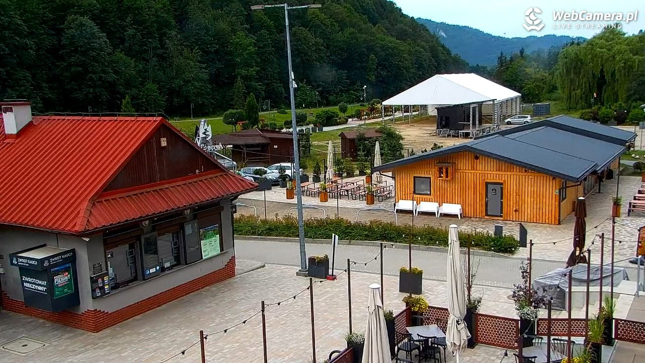 Szczawnica Palenica - widok na dolną stacje - 15 lipiec 2026, 07:52