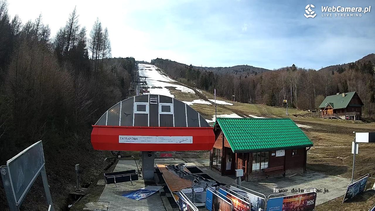 Jaworzyna Krynicka - widok na trasy nr 2 - 12 kwiecień 2025, 15:15