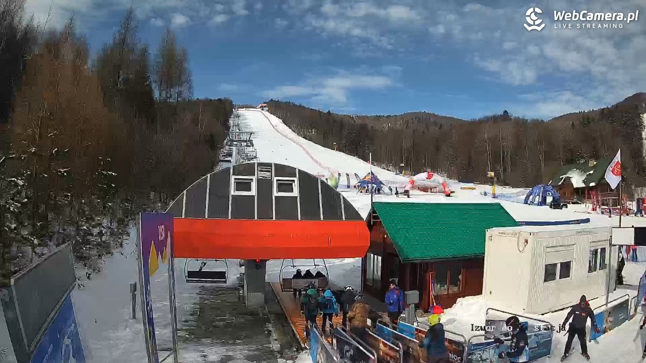 Jaworzyna Krynicka - widok na trasy nr 2 - 21 luty 2026, 10:43