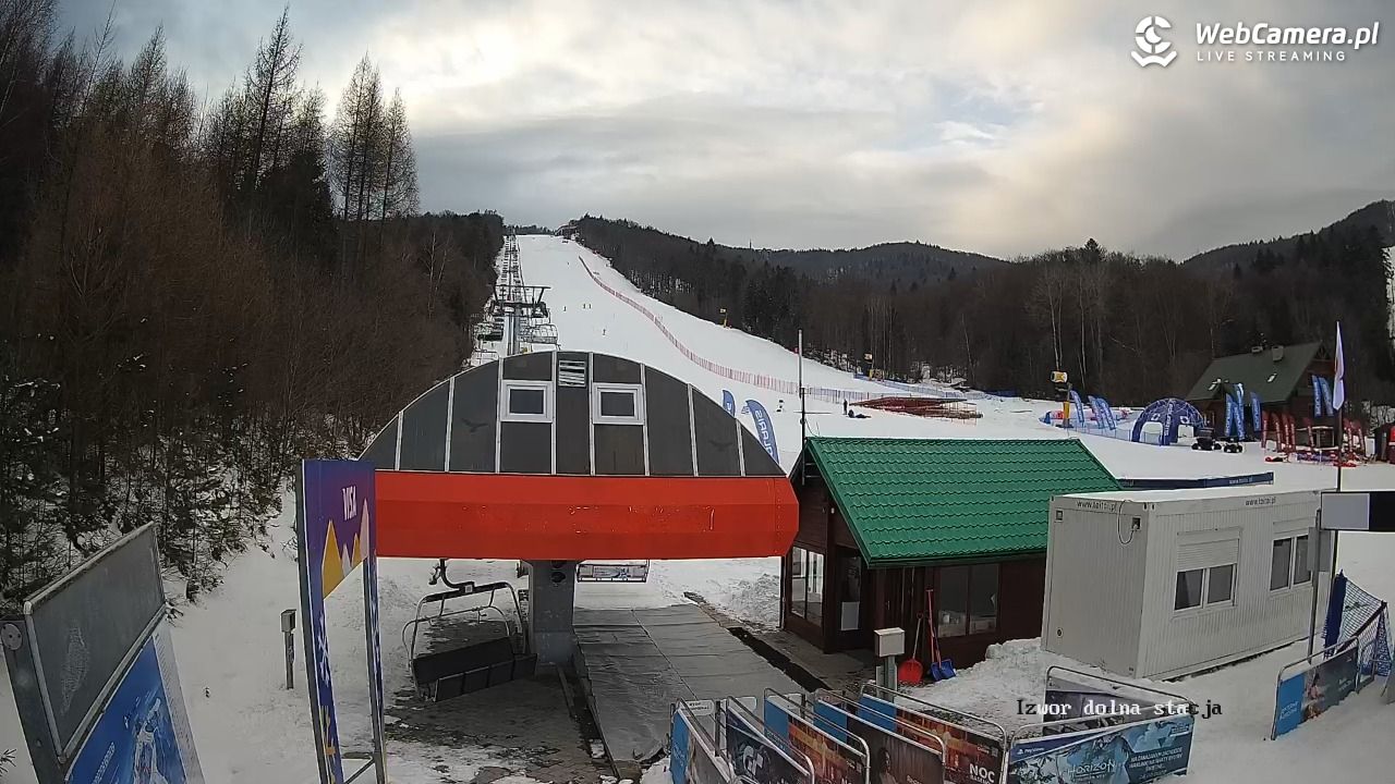 Jaworzyna Krynicka - widok na trasy nr 2 - 21 luty 2026, 15:57