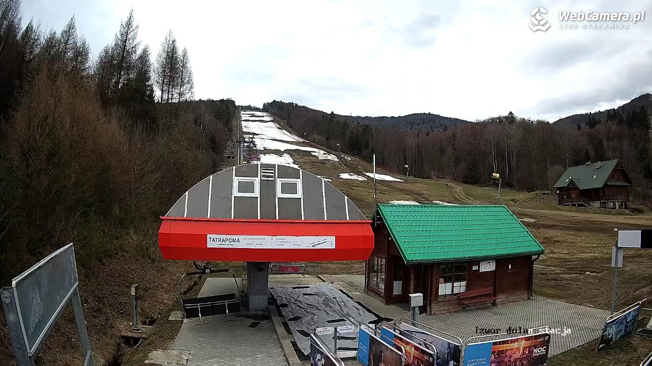 Jaworzyna Krynicka - widok na trasy nr 2 - 14 kwiecień 2025, 12:18