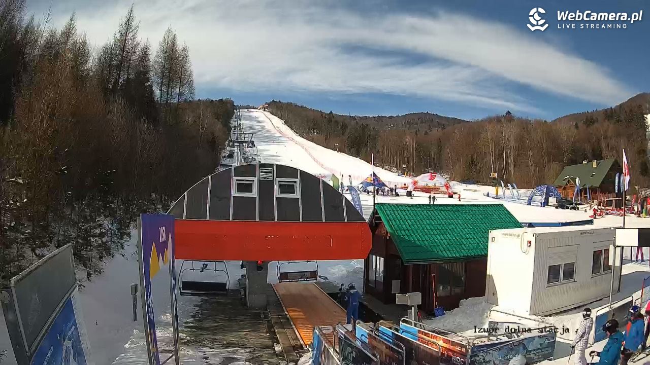 Jaworzyna Krynicka - widok na trasy nr 2 - 21 luty 2026, 13:00