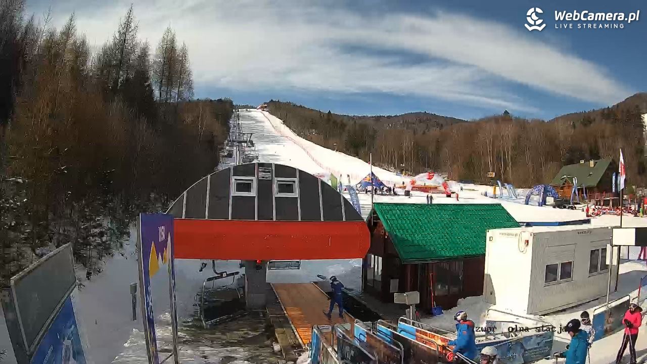 Jaworzyna Krynicka - widok na trasy nr 2 - 21 luty 2026, 13:00