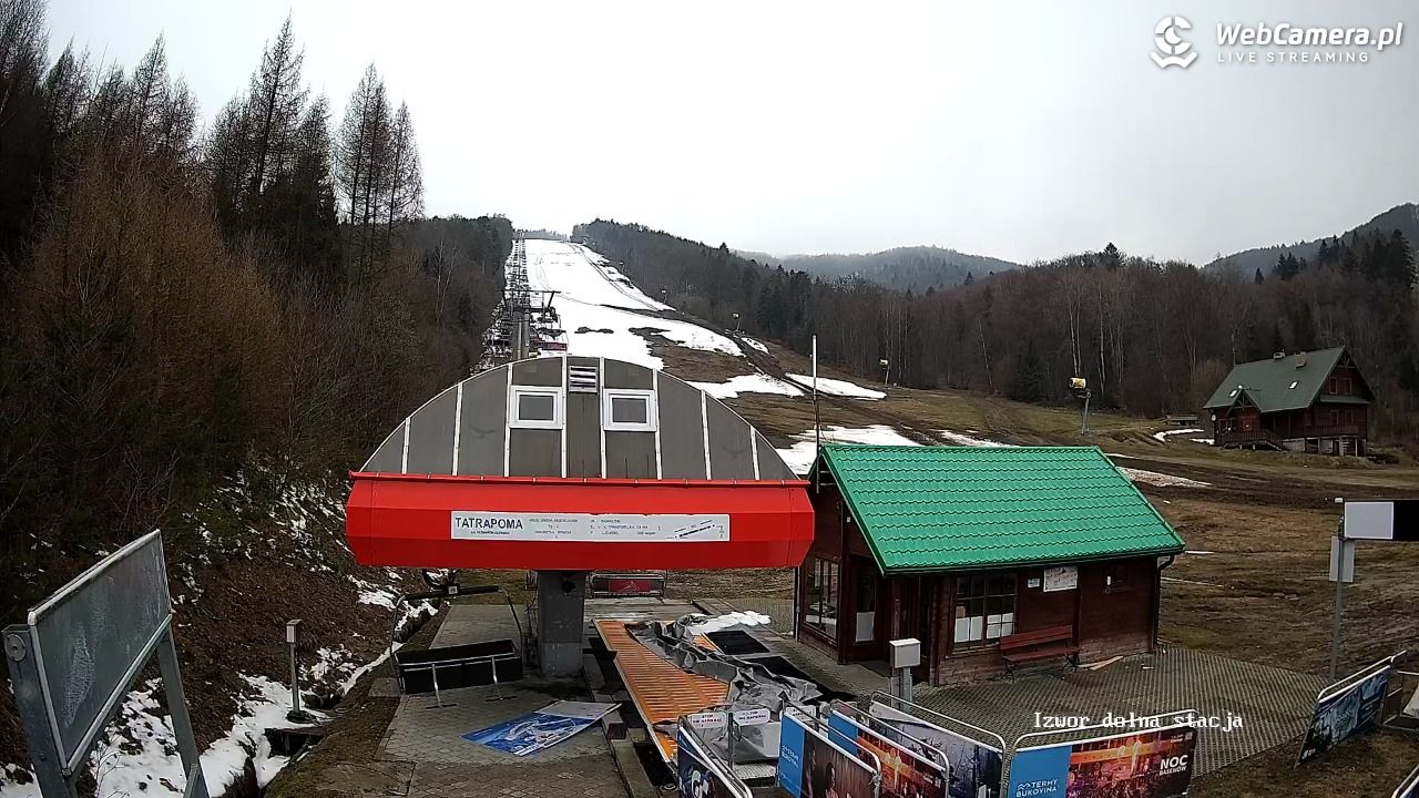 Jaworzyna Krynicka - widok na trasy nr 2 - 11 kwiecień 2025, 13:10