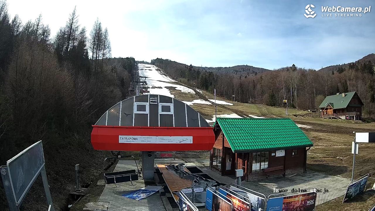 Jaworzyna Krynicka - widok na trasy nr 2 - 12 kwiecień 2025, 15:15