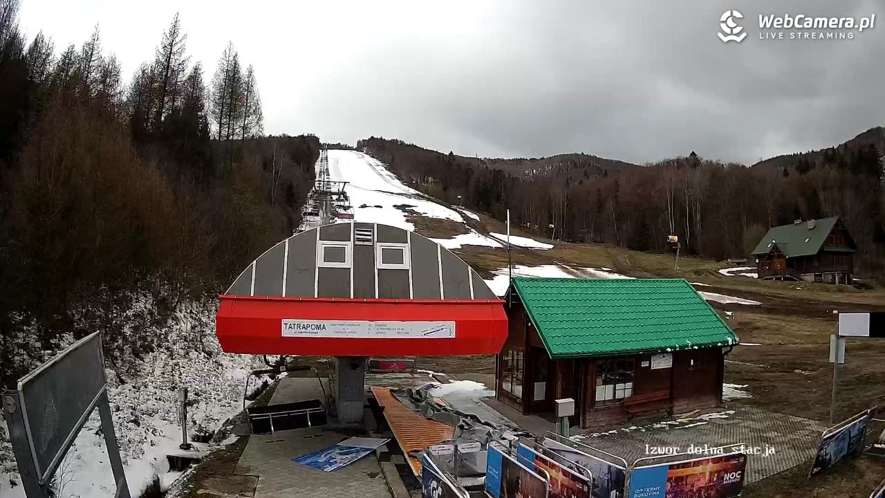 Jaworzyna Krynicka - widok na trasy nr 2 - 10 kwiecień 2025, 14:27