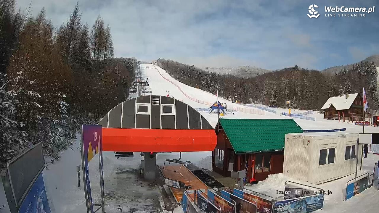 Jaworzyna Krynicka - widok na trasy nr 2 - 20 luty 2026, 09:54