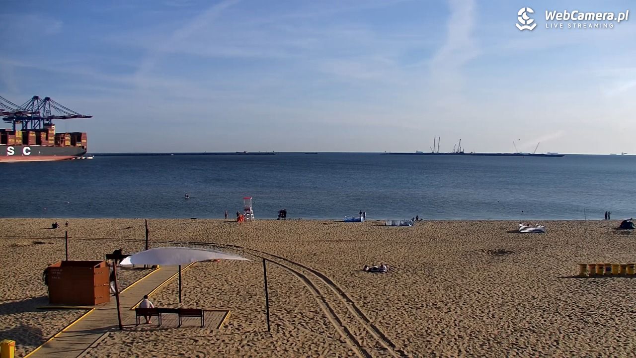 Gdańsk - widok na PLAŻĘ STOGI NOWOŚĆ - 15 sierpień 2026, 07:45