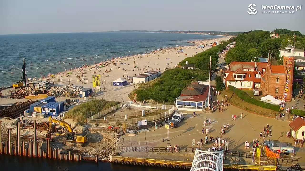 USTKA - widok z pylonu na plażę - 28 czerwiec 2026, 19:03