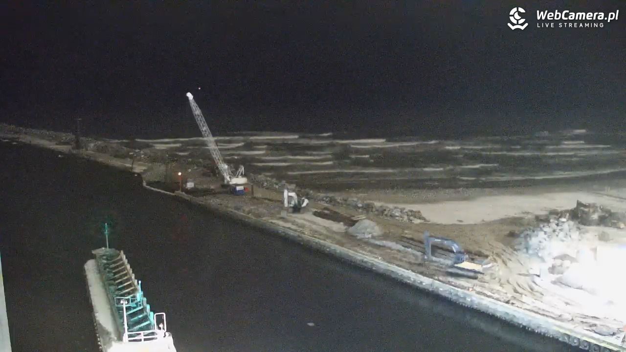 USTKA - widok z pylonu na plażę - 08 luty 2026, 20:44