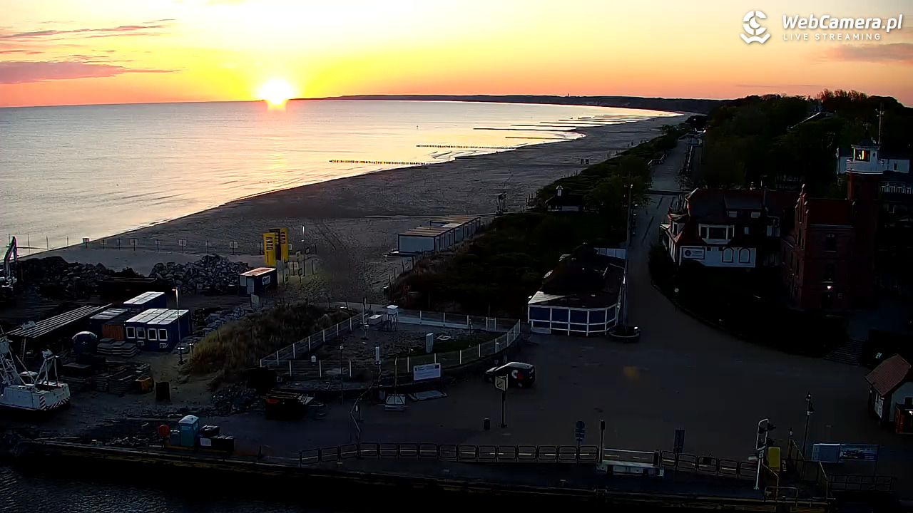 USTKA - widok z pylonu na plażę - 14 maj 2026, 04:52