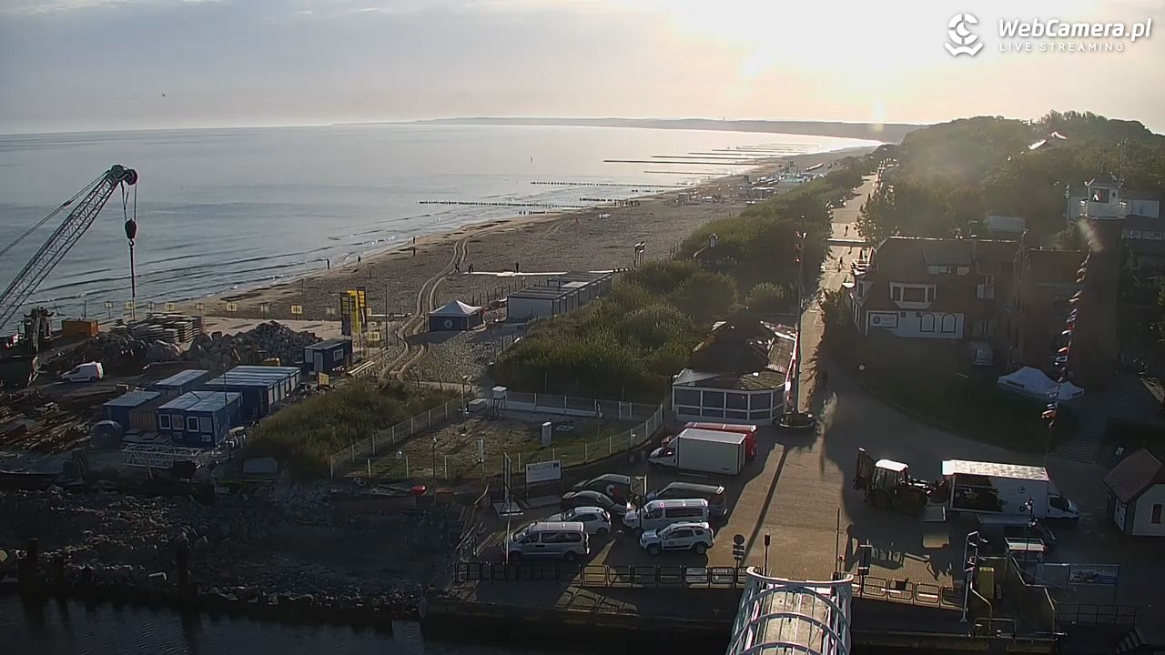 USTKA - widok z pylonu na plażę - 13 sierpień 2026, 07:10