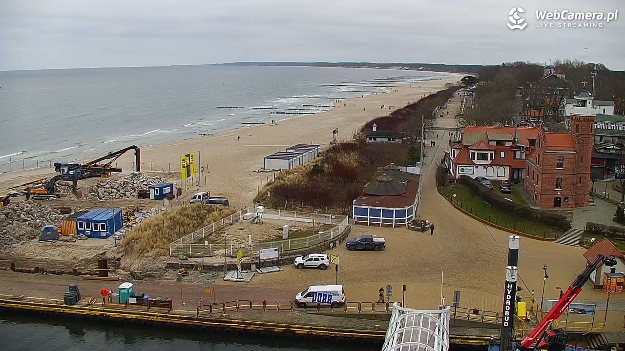 USTKA - widok z pylonu na plażę - 20 grudzień 2025, 11:45