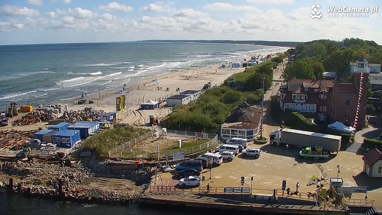 USTKA - widok z pylonu na plażę - 12 sierpień 2026, 09:41
