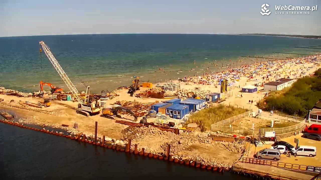 USTKA - widok z pylonu na plażę - 13 sierpień 2026, 13:16