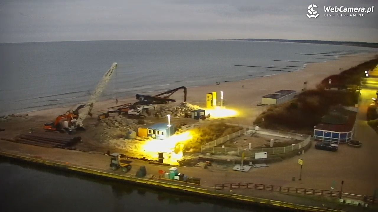 USTKA - widok z pylonu na plażę - 21 grudzień 2025, 07:38