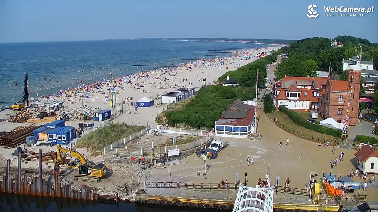 USTKA - widok z pylonu na plażę - 28 czerwiec 2026, 17:05