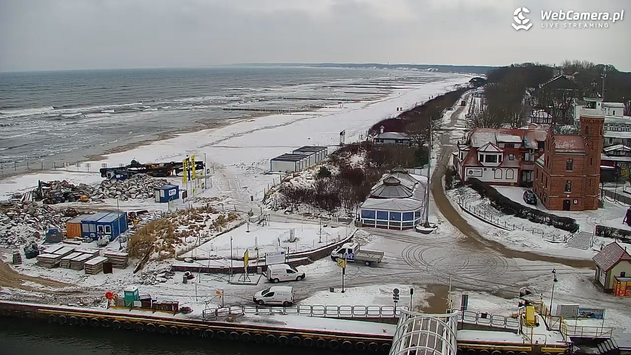 USTKA - widok z pylonu na plażę - 08 luty 2026, 08:43
