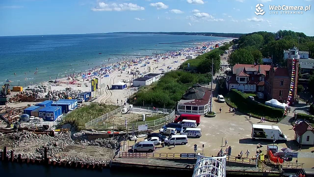 USTKA - widok z pylonu na plażę - 13 sierpień 2026, 11:15