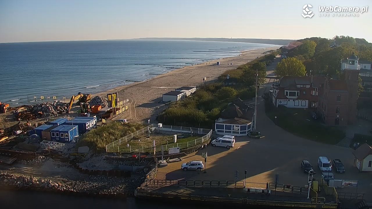 USTKA - widok z pylonu na plażę - 28 wresień 2026, 08:40