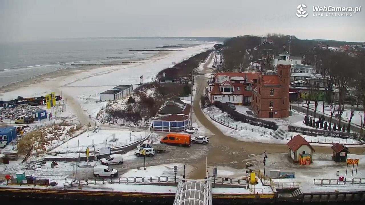 USTKA - widok z pylonu na plażę - 09 luty 2026, 07:59