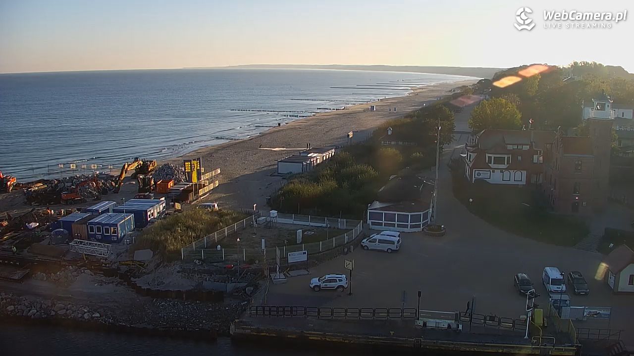 USTKA - widok z pylonu na plażę - 28 wresień 2026, 07:50