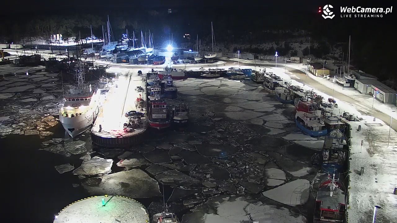 USTKA - widok z pylonu na plażę - 08 luty 2026, 21:59