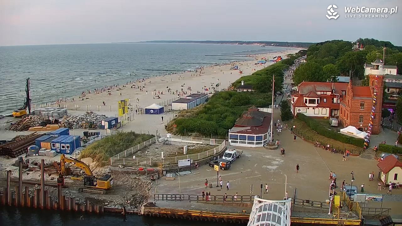 USTKA - widok z pylonu na plażę - 28 czerwiec 2026, 21:19