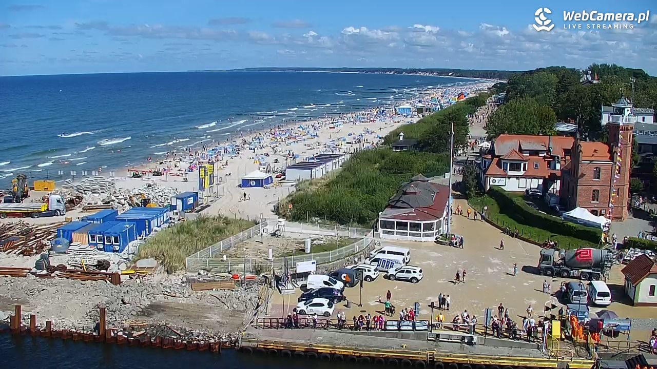 USTKA - widok z pylonu na plażę - 12 sierpień 2026, 14:10