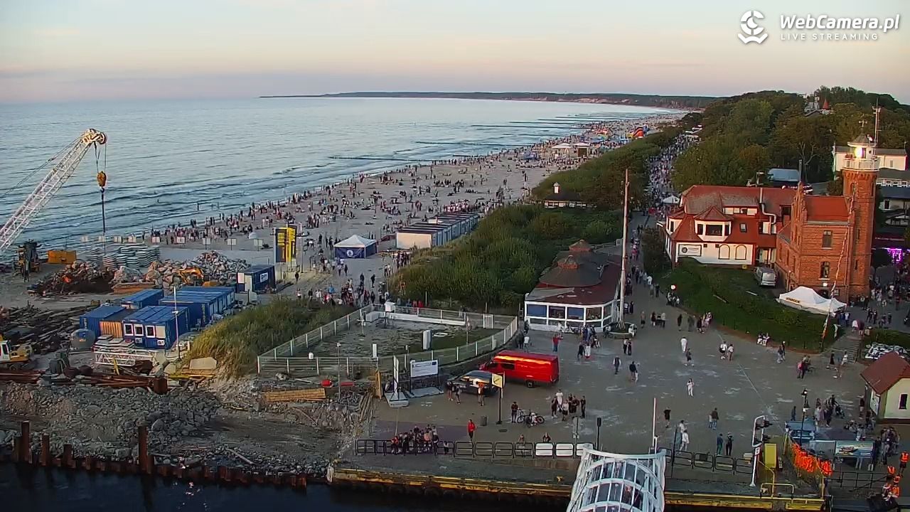 USTKA - widok z pylonu na plażę - 12 sierpień 2026, 20:15
