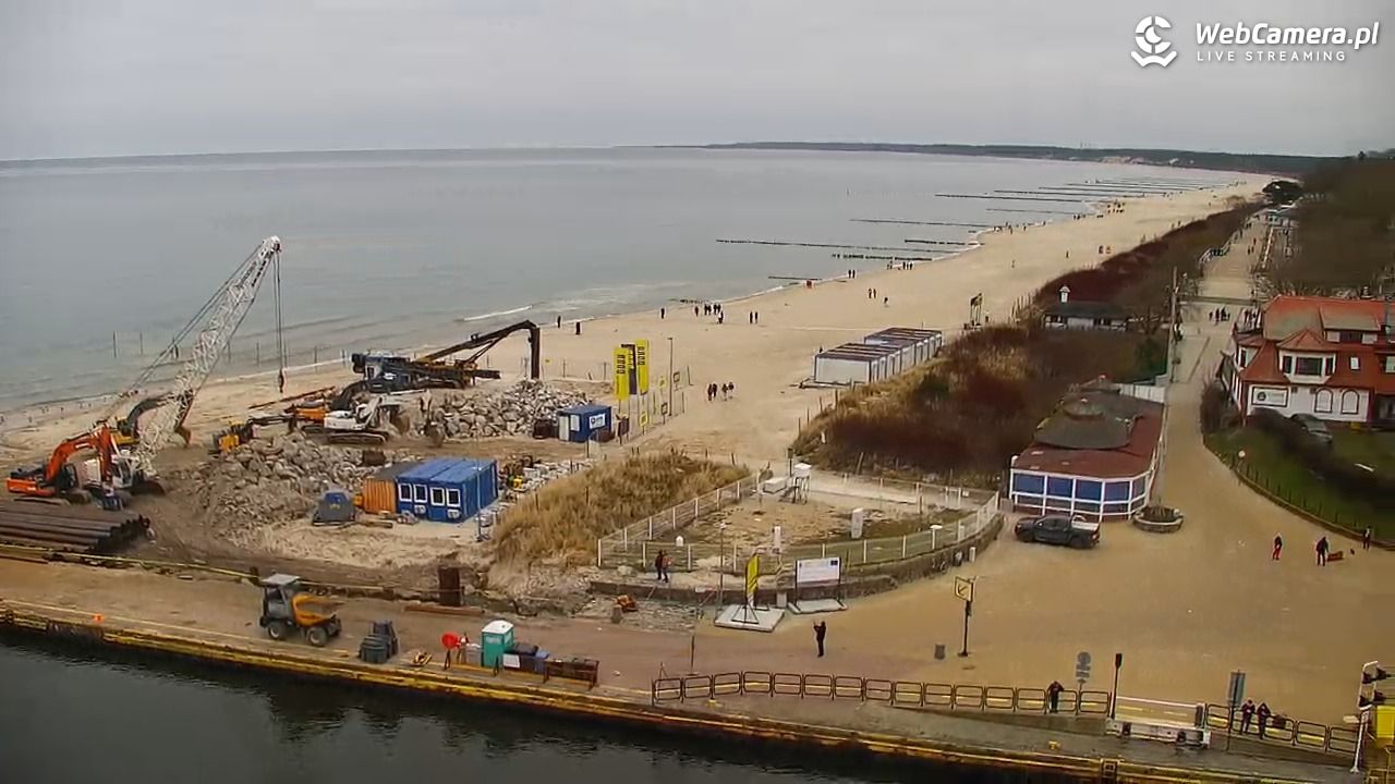 USTKA - widok z pylonu na plażę - 21 grudzień 2025, 11:45