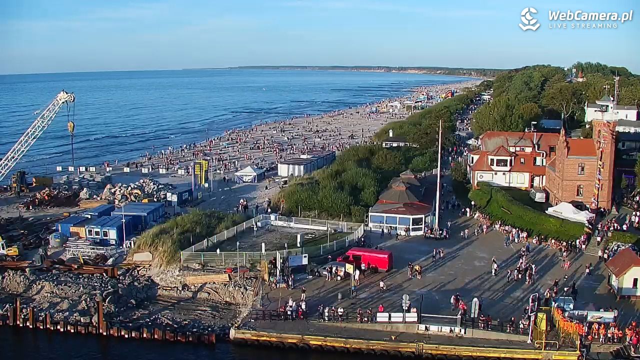 USTKA - widok z pylonu na plażę - 12 sierpień 2026, 19:37
