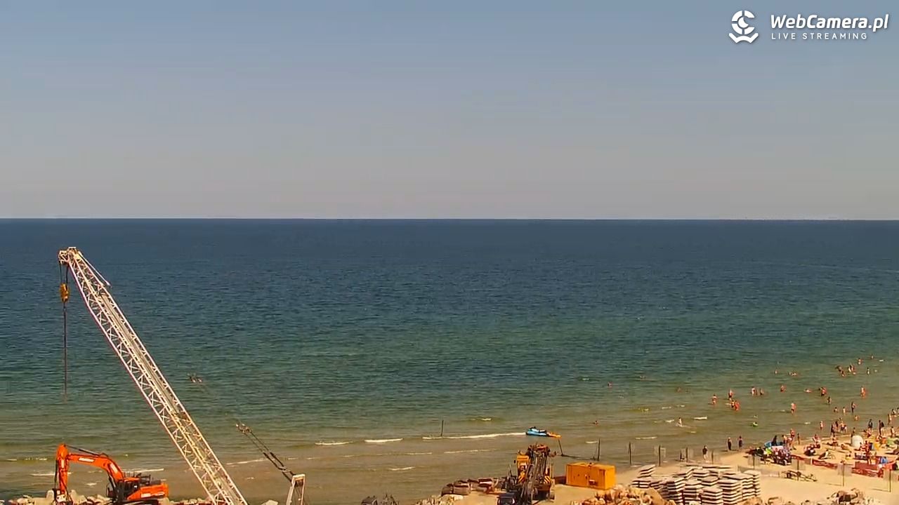 USTKA - widok z pylonu na plażę - 13 sierpień 2026, 13:12