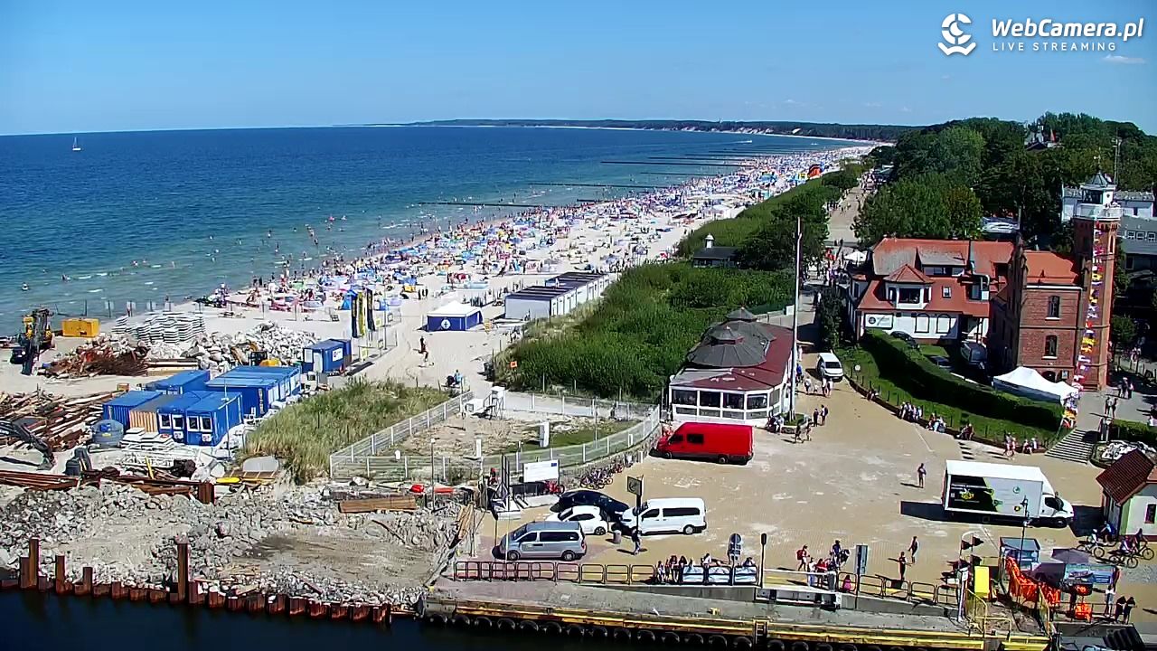 USTKA - widok z pylonu na plażę - 13 sierpień 2026, 13:41
