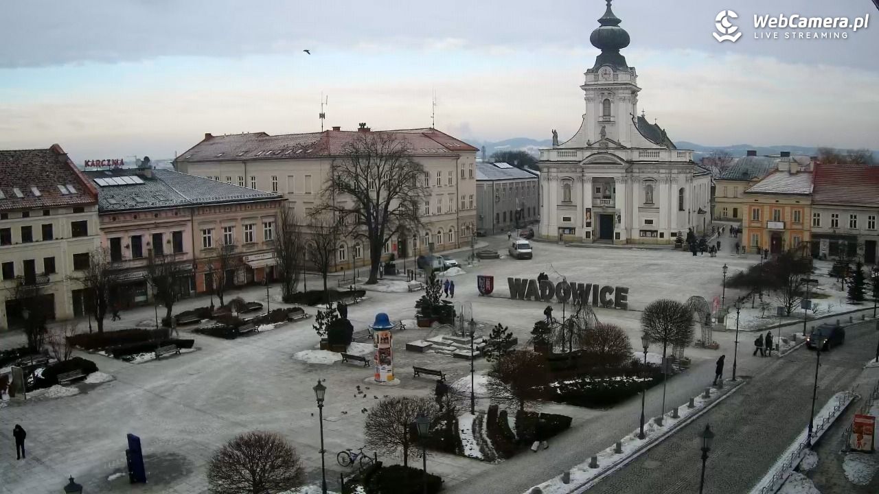 Wadowice - widok na rynek w 4K - 02 luty 2026, 14:59