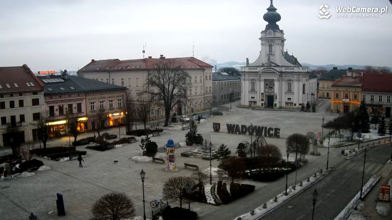 Wadowice - widok na rynek w 4K - 31 styczeń 2026, 16:40