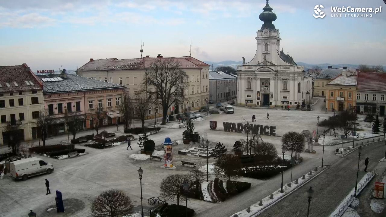 Wadowice - widok na rynek w 4K - 02 luty 2026, 14:23